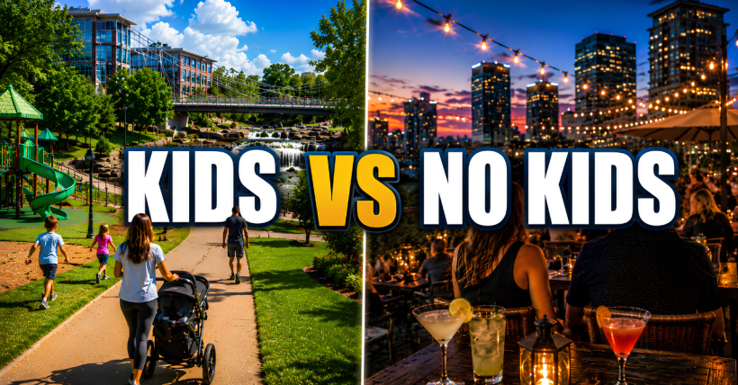 Living in Greenville SC: With Kids vs. No Kids